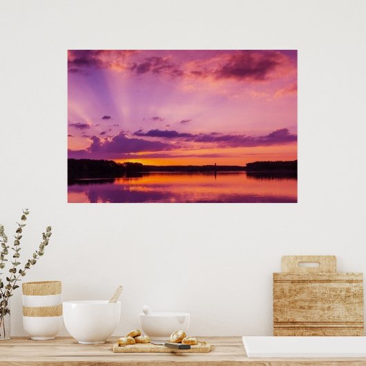 Sonnenuntergang Wolken Lila Landschaft Natur Somme Poster (Küche)