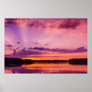 Sonnenuntergang Wolken Lila Landschaft Natur Somme Poster