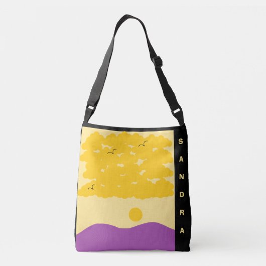 Sonnenuntergang Wolken oder Lila Hügel Tragetaschen Mit Langen Trägern (Rückseite)