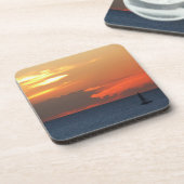 Sonnenuntergang Wolken und Segelboot Seascape Getränkeuntersetzer (Linke Seite)
