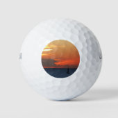 Sonnenuntergang Wolken und Segelboot Seascape Golfball (Vorderseite)