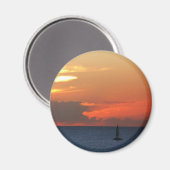 Sonnenuntergang Wolken und Segelboot Seascape Magnet (Vorderseite/Rückseite)