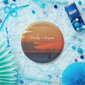 Sonnenuntergang Wolken und Segelboot Seascape Pappteller (Party)