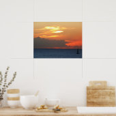 Sonnenuntergang Wolken und Segelboot Seascape Poster (Küche)