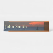 Sonnenuntergang Wolken und Segelboot Seascape Schreibtischnamensplakette (Vorderseite )