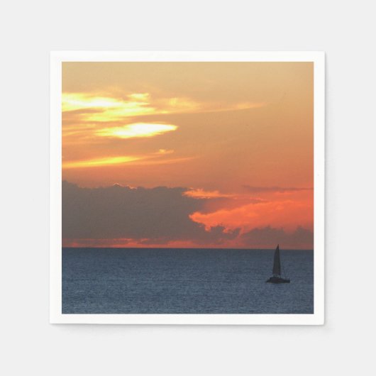 Sonnenuntergang Wolken und Segelboot Seascape Serviette (Vorderseite)