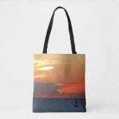 Sonnenuntergang Wolken und Segelboot Seascape Tasche (Vorderseite)