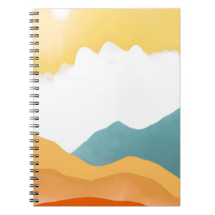 Sonnenuntergang Wüste Berge Landschaft Art Notizblock