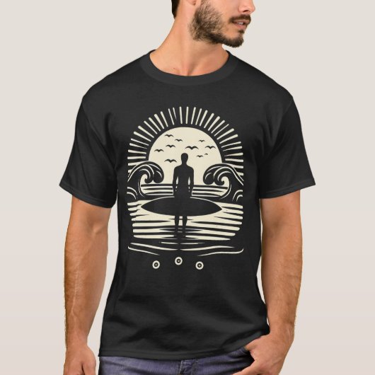 Sonnenuntergang Yoga Surfen, Wassersport , Muschel T-Shirt (Vorderseite)