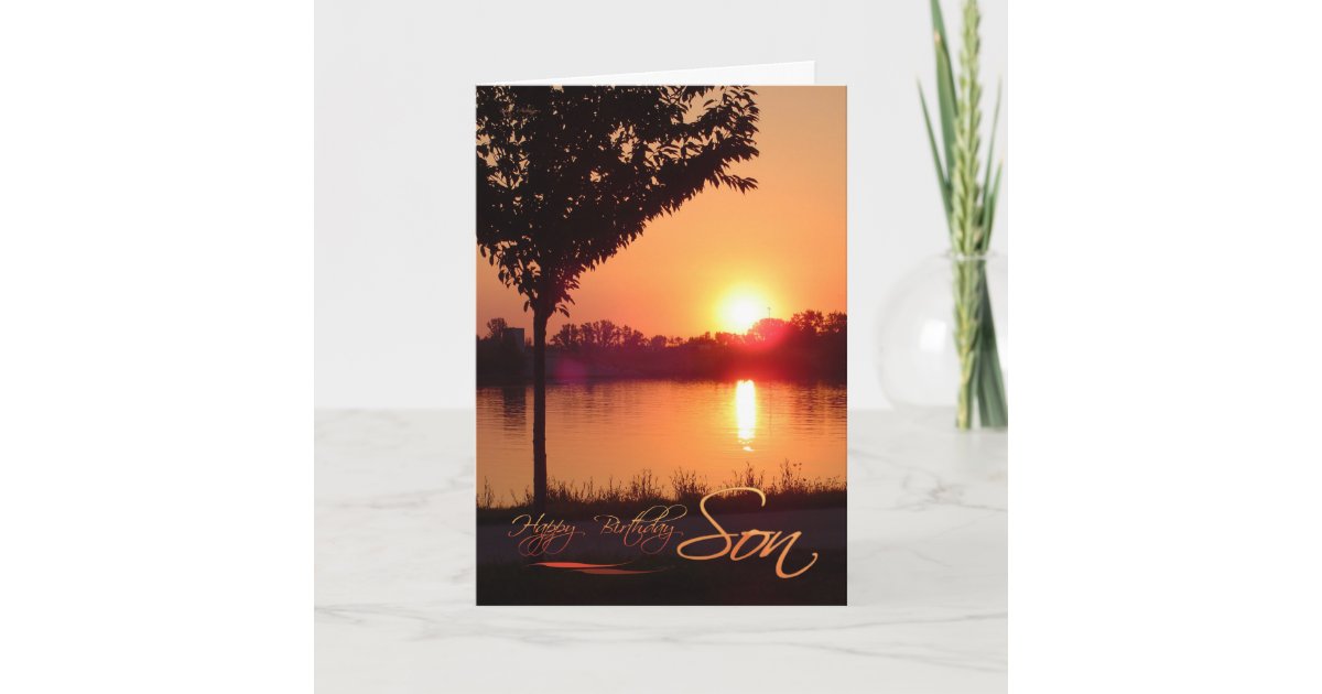 Sonnenuntergang zum Geburtstag des Sohnes Karte Zazzle.de