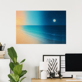 Sonnenuntergang zum Mondlichtmeer-Poster Poster