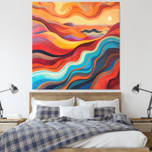 Sonnenuntergänge - Abstrakte Landschaft in warmer  Leinwanddruck