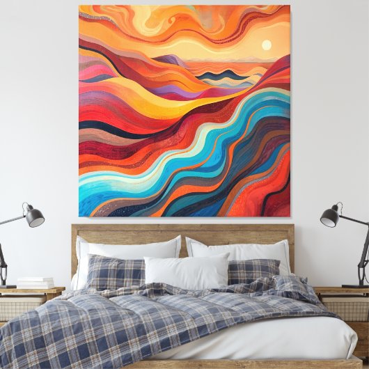 Sonnenuntergänge - Abstrakte Landschaft in warmer  Leinwanddruck (Insitu (Schlafzimmer))
