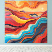 Sonnenuntergänge - Abstrakte Landschaft in warmer  Leinwanddruck (Insitu (Holzboden))