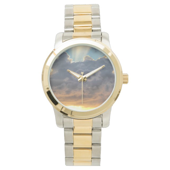 Sonnenuntergänge durch Sturmwolken Armbanduhr (Vorderseite)