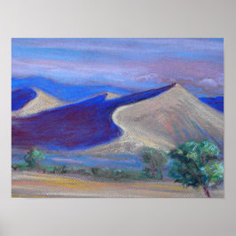 Sonnenuntergänge, Ferngebirge und Bäume Poster