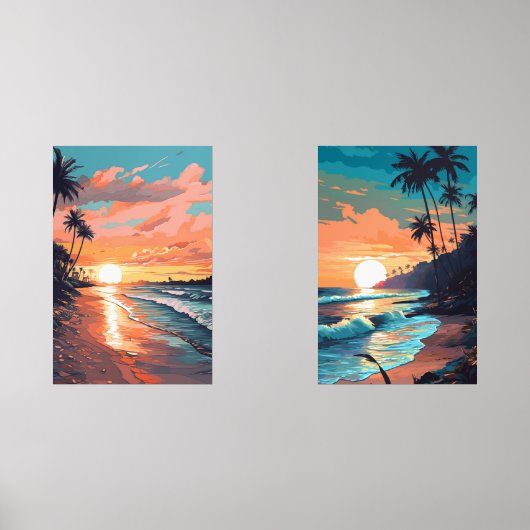 Sonnenuntergänge im tropischen Meer Bilderwand Sets (Vorderseite)