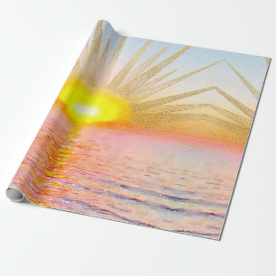Sonnenuntergänge im Wasser Sunset Gold Sun Doodle Geschenkpapier