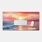 Sonnenuntergänge im Wasser über Sandstränden Schreibtischunterlage (Tastatur & Maus)