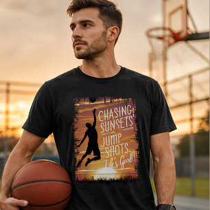 Sonnenuntergänge jagen & Sprungwürfe Basketball Le T-Shirt