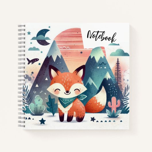 Sonnenuntergänge - Lächelender Fuchs in den Wüsten Notizblock (Vorderseite)