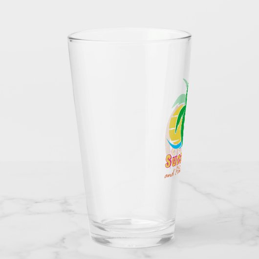 Sonnenuntergänge und Palmen Bäume Sommersaison Glas (Rechts)