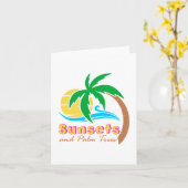 Sonnenuntergänge und Palmen Bäume Sommersaison Karte (Gelbe Blume)