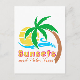 Sonnenuntergänge und Palmen Bäume Sommersaison Postkarte