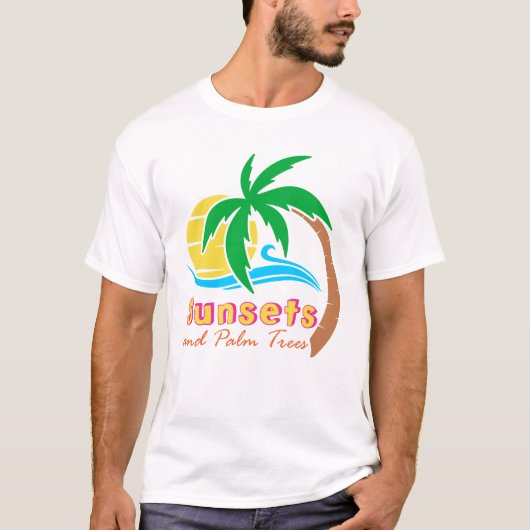 Sonnenuntergänge und Palmen Bäume Sommersaison T-Shirt (Vorderseite)