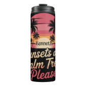 Sonnenuntergänge und Palmen bitte" - Retro Beach V Thermosbecher (Vorderseite)