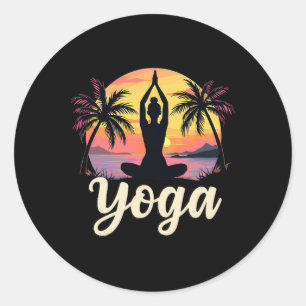 Sonnenuntergänge und Yoga-Meditation - Namaste Vin Runder Aufkleber