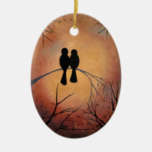 Sonnenunterganglovebirds-Verzierung Keramik Ornament