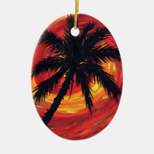 Sonnenuntergangpalmen Keramik Ornament