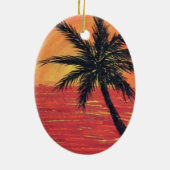 Sonnenuntergangpalmen Keramik Ornament (Hinten)
