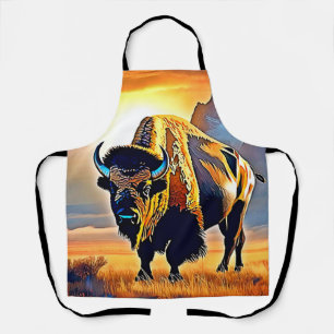 Sonnenuntergangs-Berg-Bison-Kunst-Design Schürze