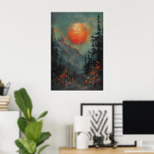 Sonnenuntergangs-Berglandschaft-Kunstposter, Botan Poster (Heimbüro)