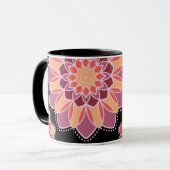 Sonnenuntergangs-Blüten-Mandala-Tasse Tasse (Vorderseite Links)