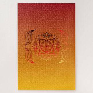 Sonnenuntergangs-Blütenflamme – Warmes Floral Puzzle
