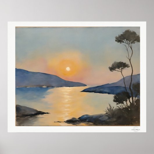 Sonnenuntergangs-Bucht-Landschaftsposter Poster (Vorne)