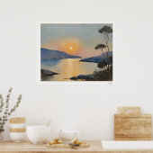 Sonnenuntergangs-Bucht-Landschaftsposter Poster (Küche)