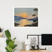 Sonnenuntergangs-Bucht-Landschaftsposter Poster (Heimbüro)