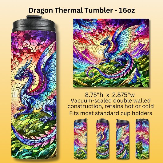 Sonnenuntergangs-Drache 16oz Thermosbecher