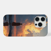 Sonnenuntergangs-Einsamkeit: Frau im roten Kleid iPhone Hülle (Rückseite (Horizontal))