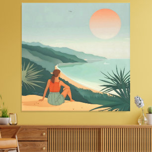Sonnenuntergangs-Einsamkeit – Minimalistischer Küs Leinwanddruck