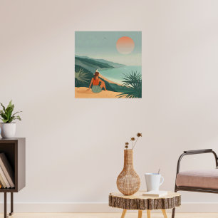 Sonnenuntergangs-Einsamkeit – Minimalistischer Küs Poster