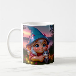 Sonnenuntergangs-Elfenkatze Kaffeetasse