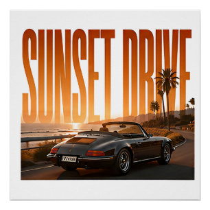 Sonnenuntergangs-Fahrt Luxus-Straßen-Trip Grafik Poster