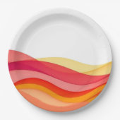 Sonnenuntergangs-Farbenwellen Moderne Hochzeit Pappteller (Vorderseite)