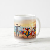 Sonnenuntergangs-Fiesta am Meer Feier-Mug Kaffeetasse (VorderseiteRechts)