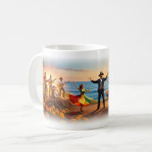 Sonnenuntergangs-Fiesta am Meer Feier-Mug Kaffeetasse (Vorderseite Links)